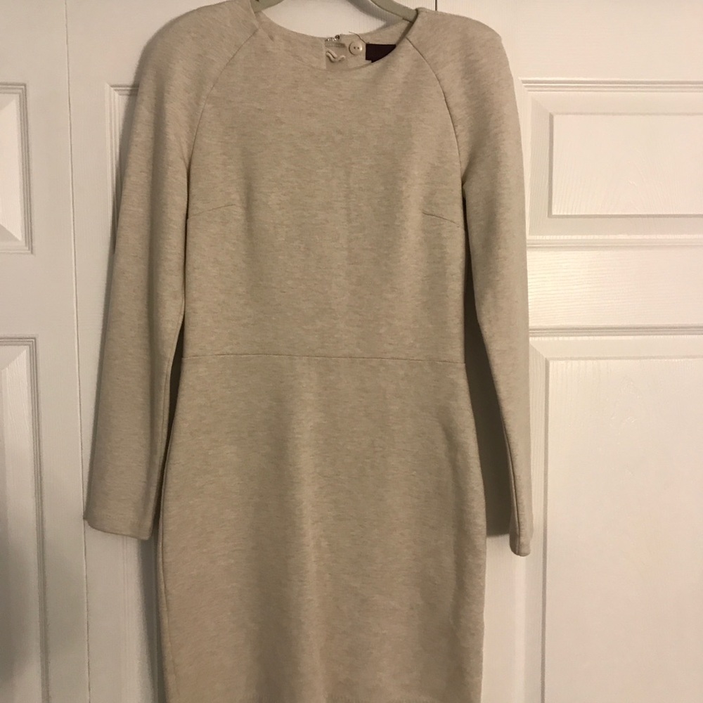 Tan long sleeve body con dress